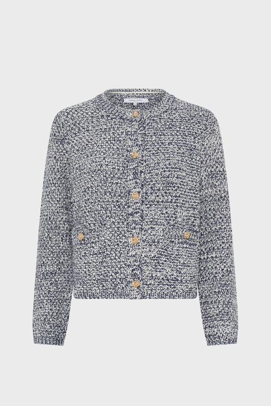 Women's Cardigan Knit Sweater 100% Cotton -  Blue Navy