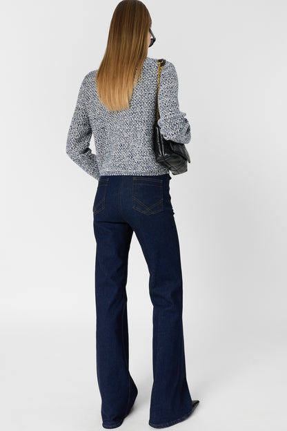 Women's Cardigan Knit Sweater 100% Cotton -  Blue Navy