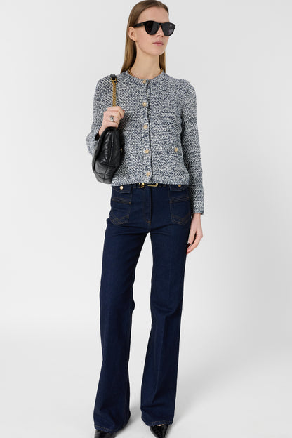 Women's Cardigan Knit Sweater 100% Cotton -  Blue Navy