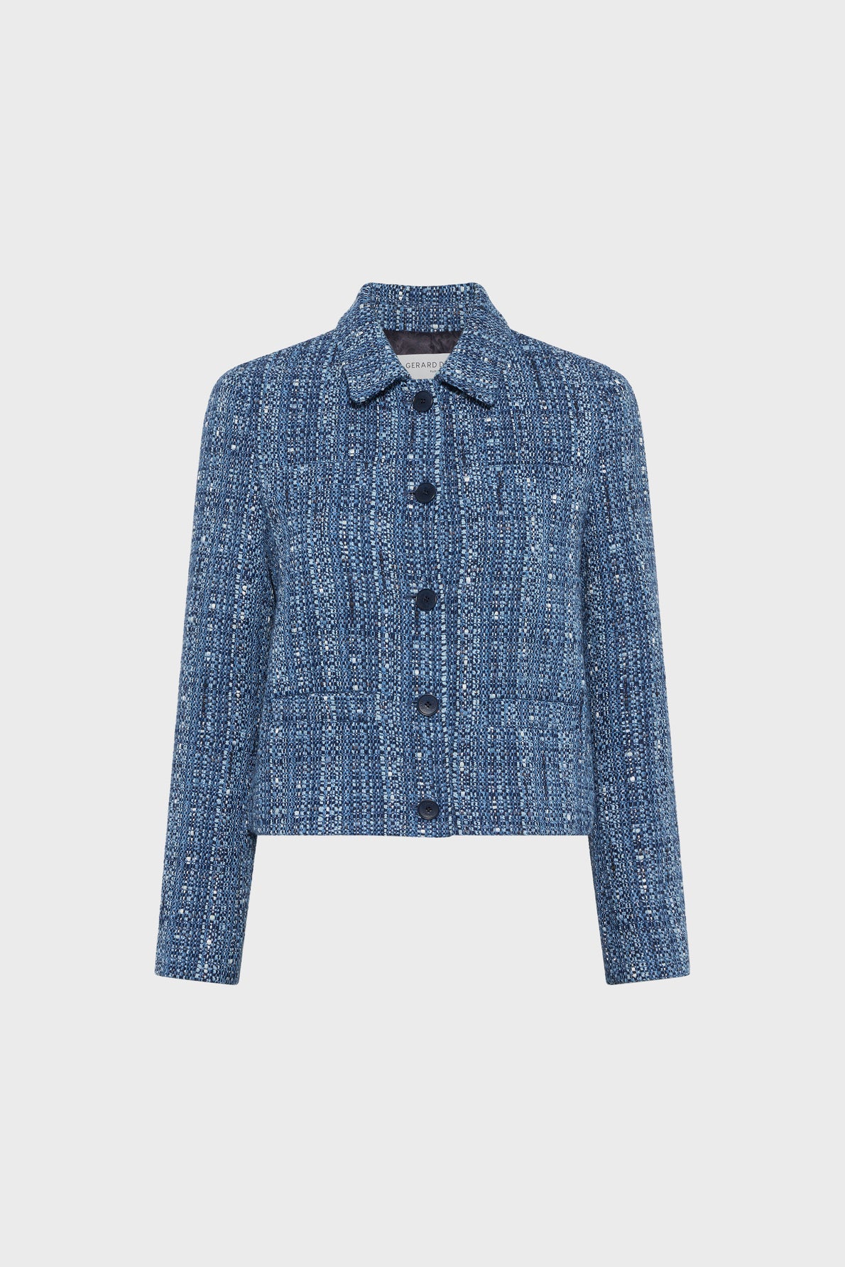 Women Jacket Wool Tweed With Silver Lurex - Indigo