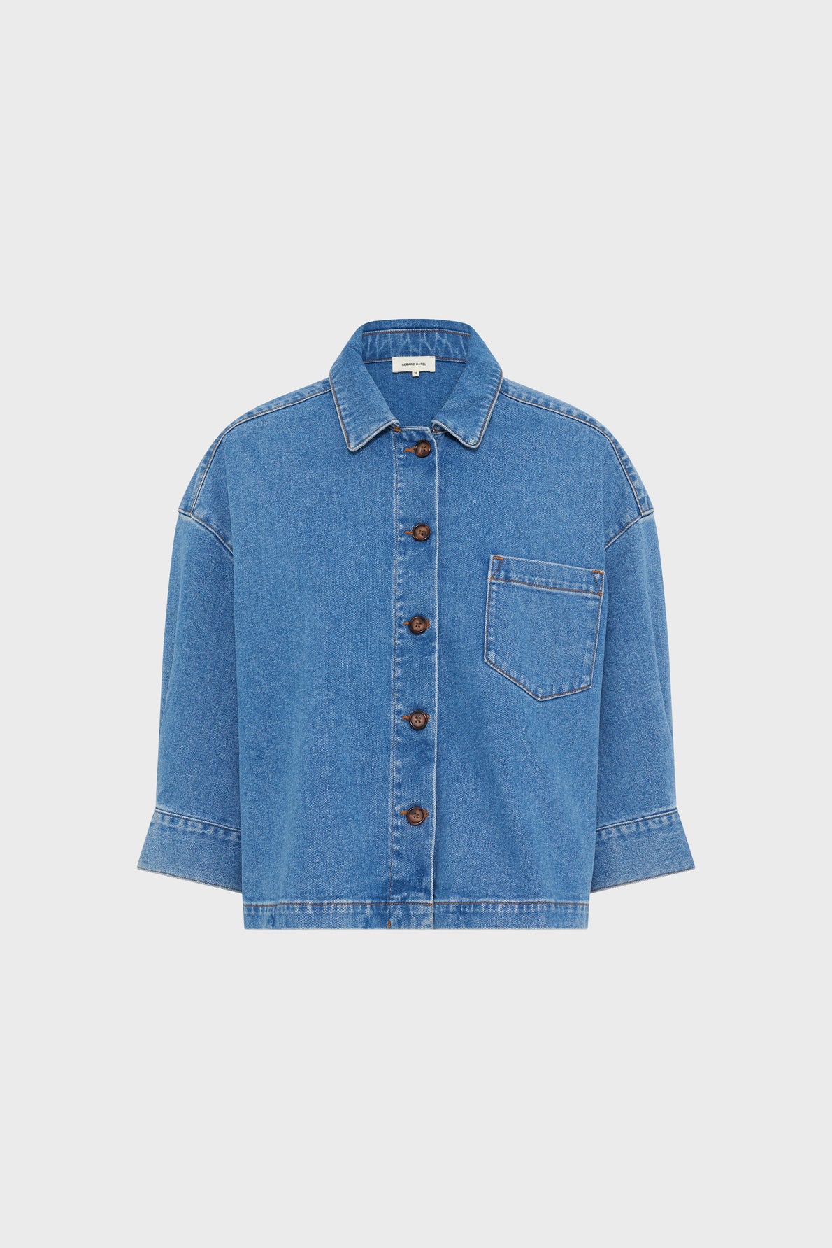 Women's Denim Button-Front Overshirt Jacket Denim - Blue