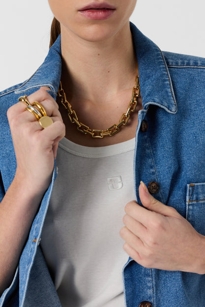 Women's Denim Button-Front Overshirt Jacket Denim - Blue