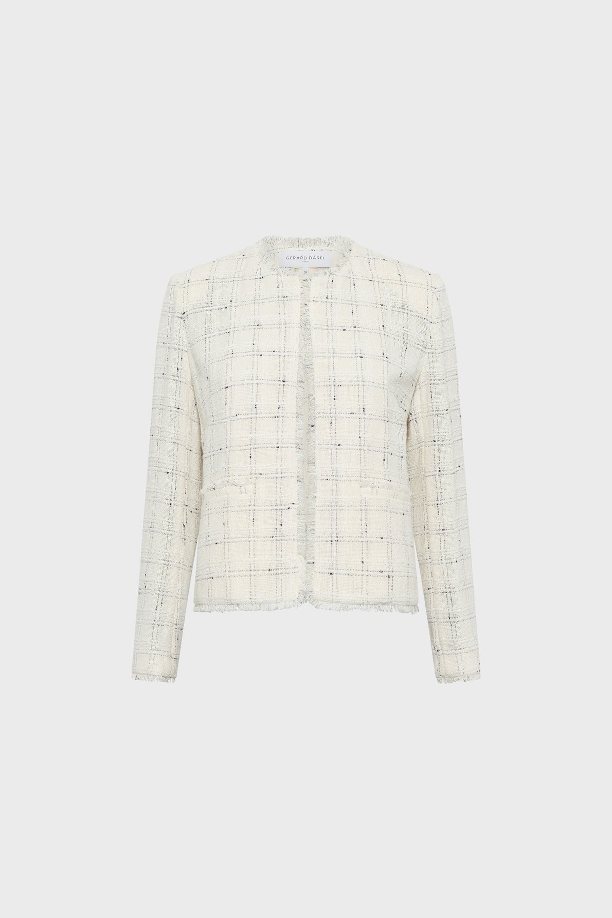 Women's Tailored Tweed Jacket Cotton Blend - Ecru