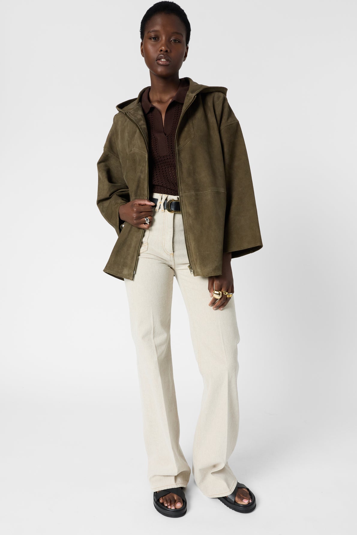 Leather Garment Ddy13d001 Khaki-Green