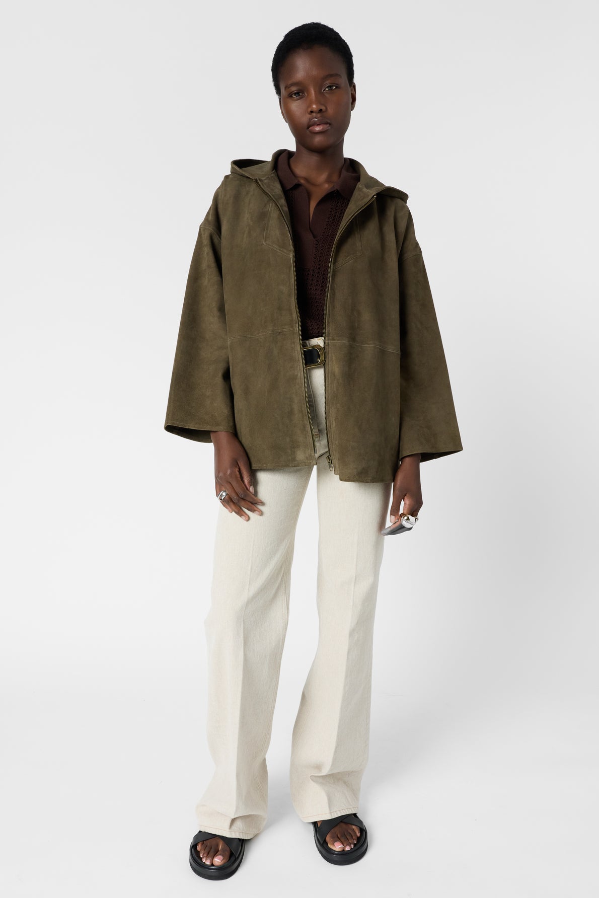 Leather Garment Ddy13d001 Khaki-Green