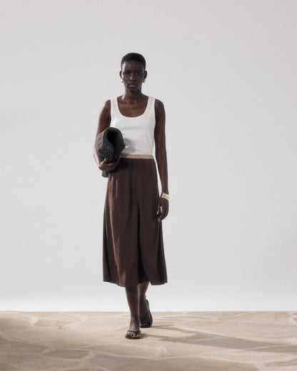 Women Skirt Polyester-Cotton Twill Blend - Wood Tone 29-Wood