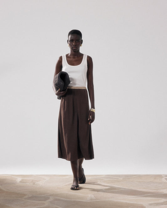 Women Skirt Polyester-Cotton Twill Blend - Wood Tone 29-Wood