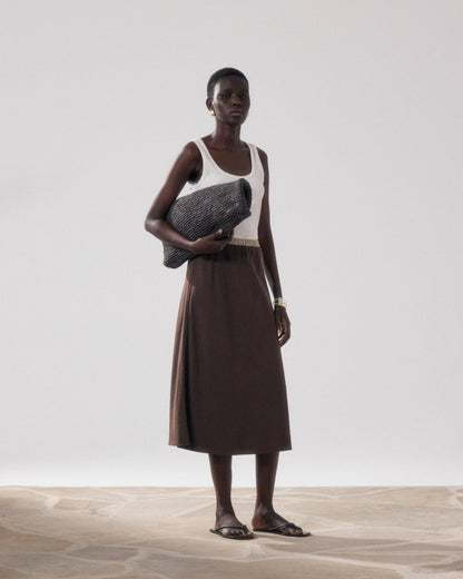 Women Skirt Polyester-Cotton Twill Blend - Wood Tone 29-Wood
