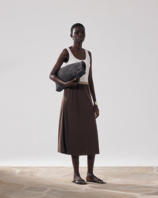 Women Skirt Polyester-Cotton Twill Blend - Wood Tone 29-Wood