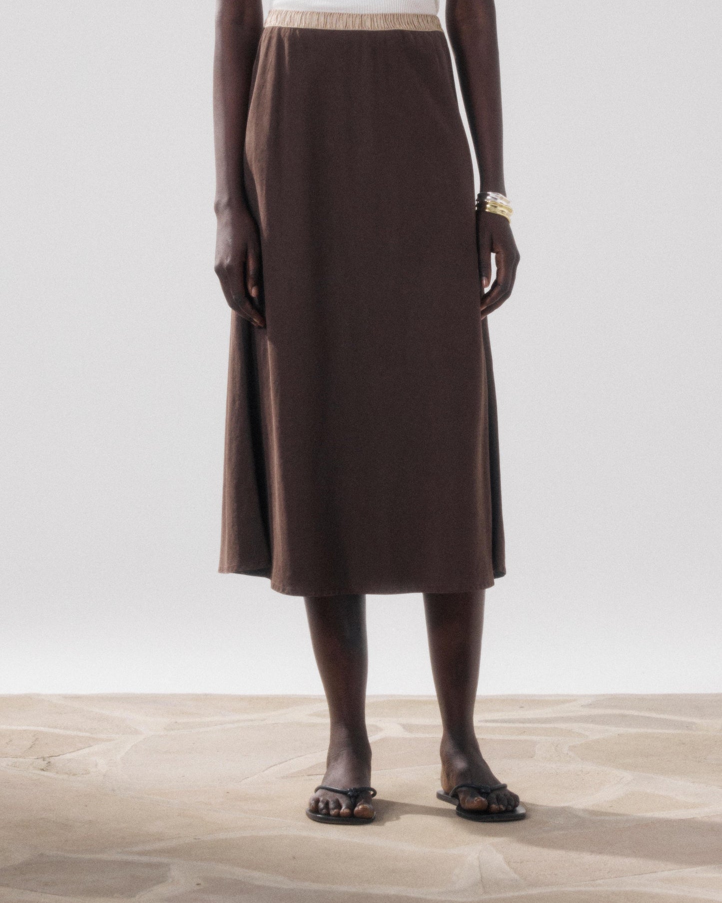 Women Skirt Polyester-Cotton Twill Blend - Wood Tone 29-Wood