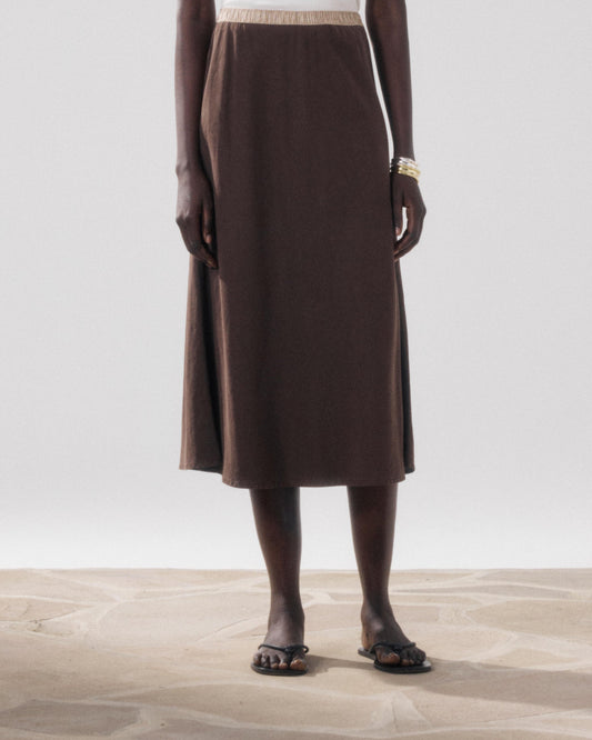 Women Skirt Polyester-Cotton Twill Blend - Wood Tone 29-Wood