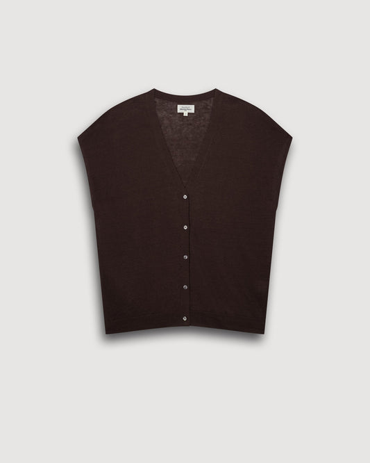 Women's Cardigan Merino Wool Blend Knit Fabric - Wood