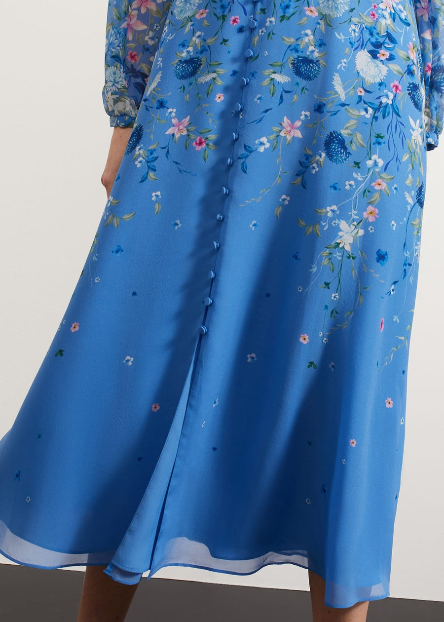 Caversham Silk Dress 0124/5333/3793l00 Blue-Multi
