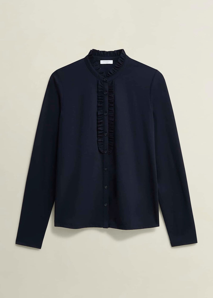 Ramona Collared Top 0125/2090/9083l00 Hobbs-Navy