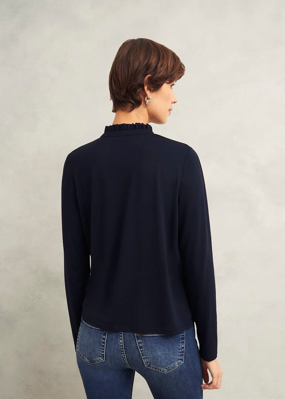 Ramona Collared Top 0125/2090/9083l00 Hobbs-Navy