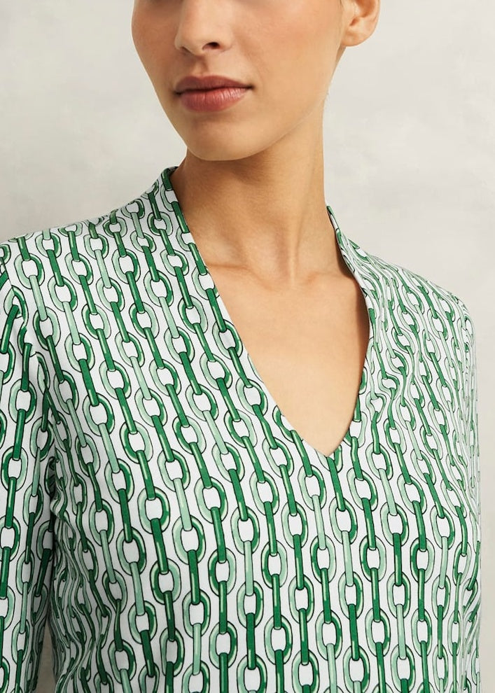 Aimee Printed Top 0125/2278/3669l00 Green-Ivory