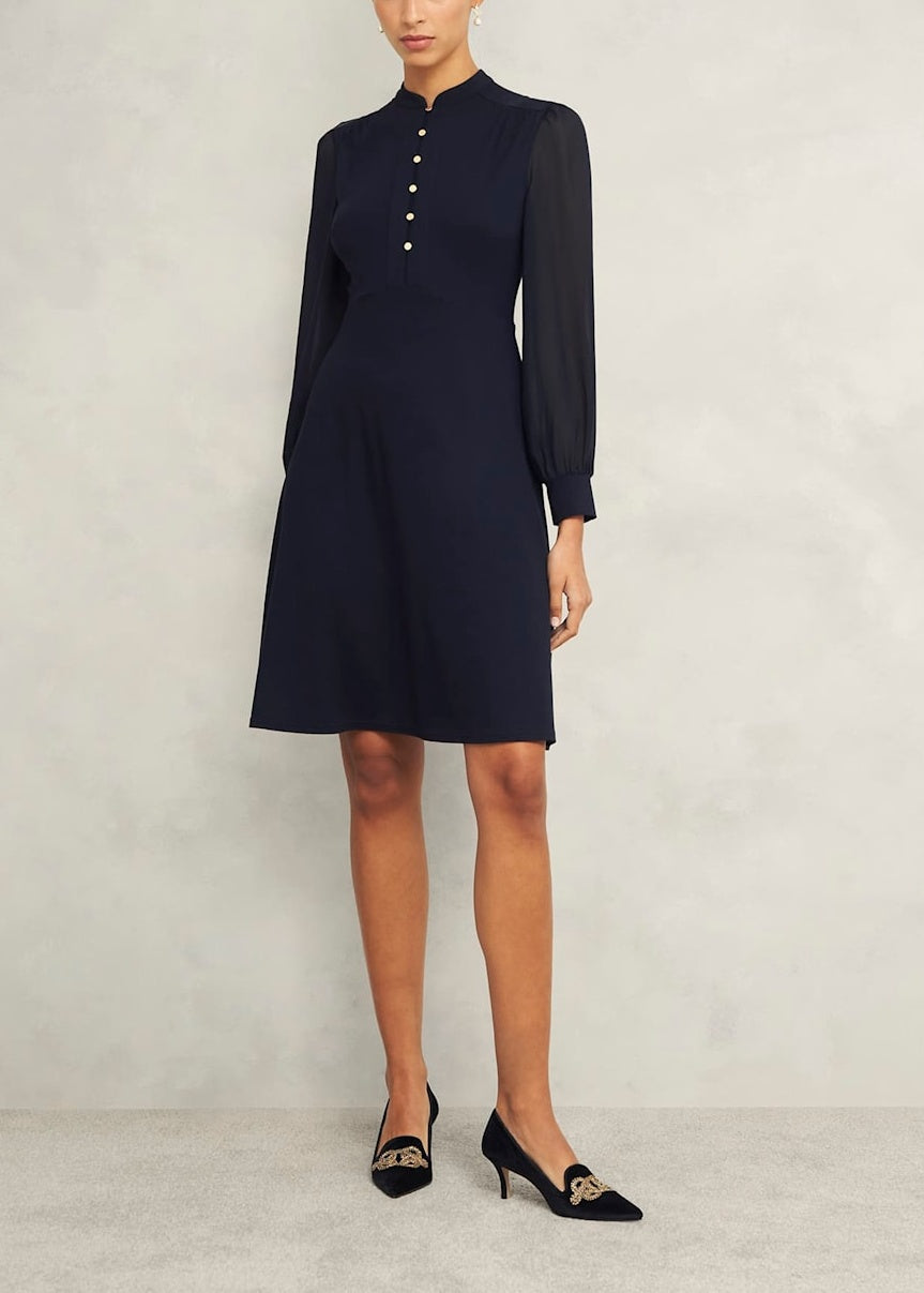 Liberty Jersey Dress 0125/5513/3669l00 Hobbs-Navy