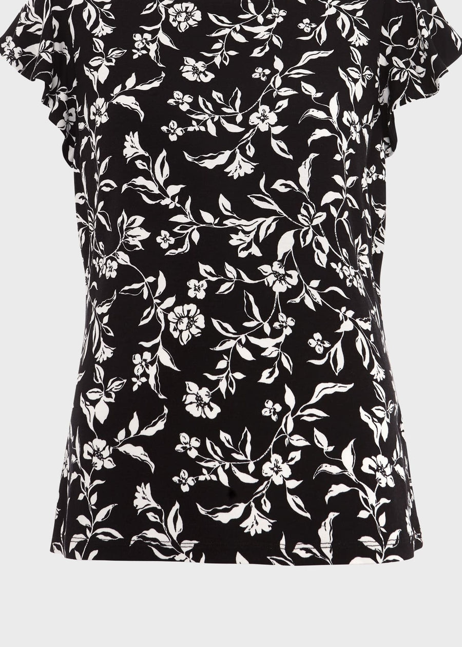 Nessie Printed Top 0224/2004/3669l00 Black-Ivory