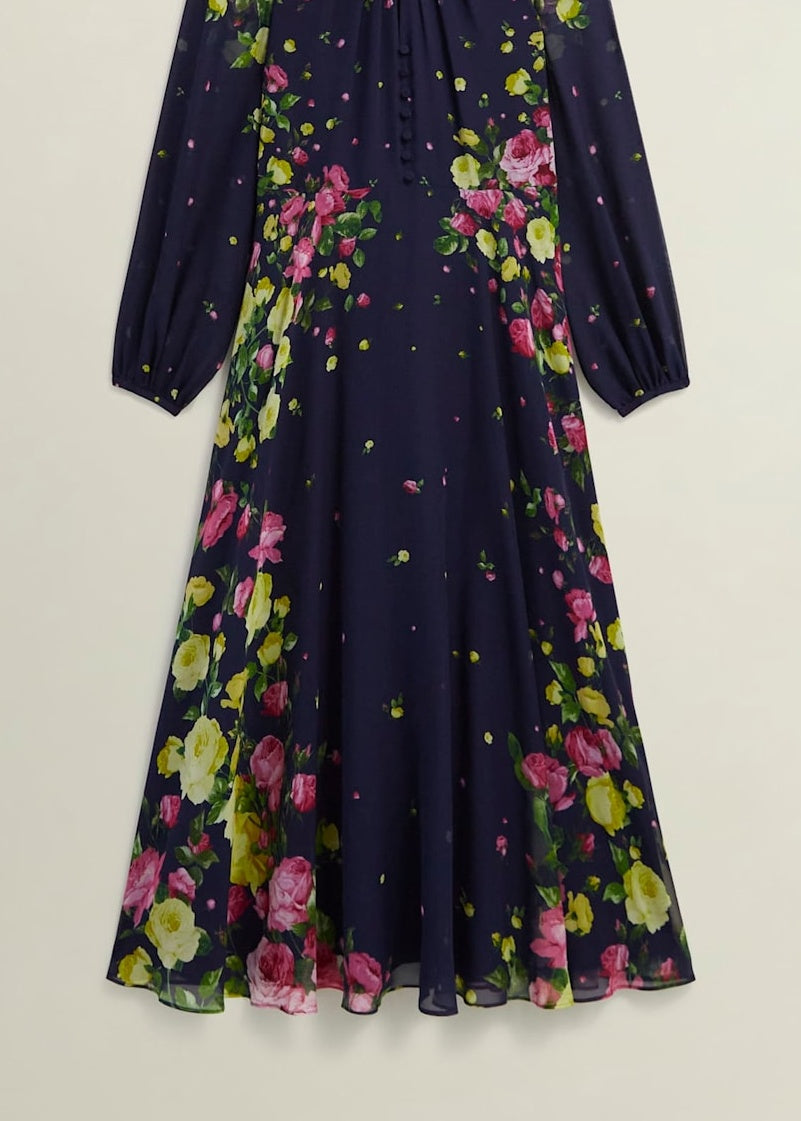 Eva Silk Dress 0224/5458/3793l00 Navy-Multi