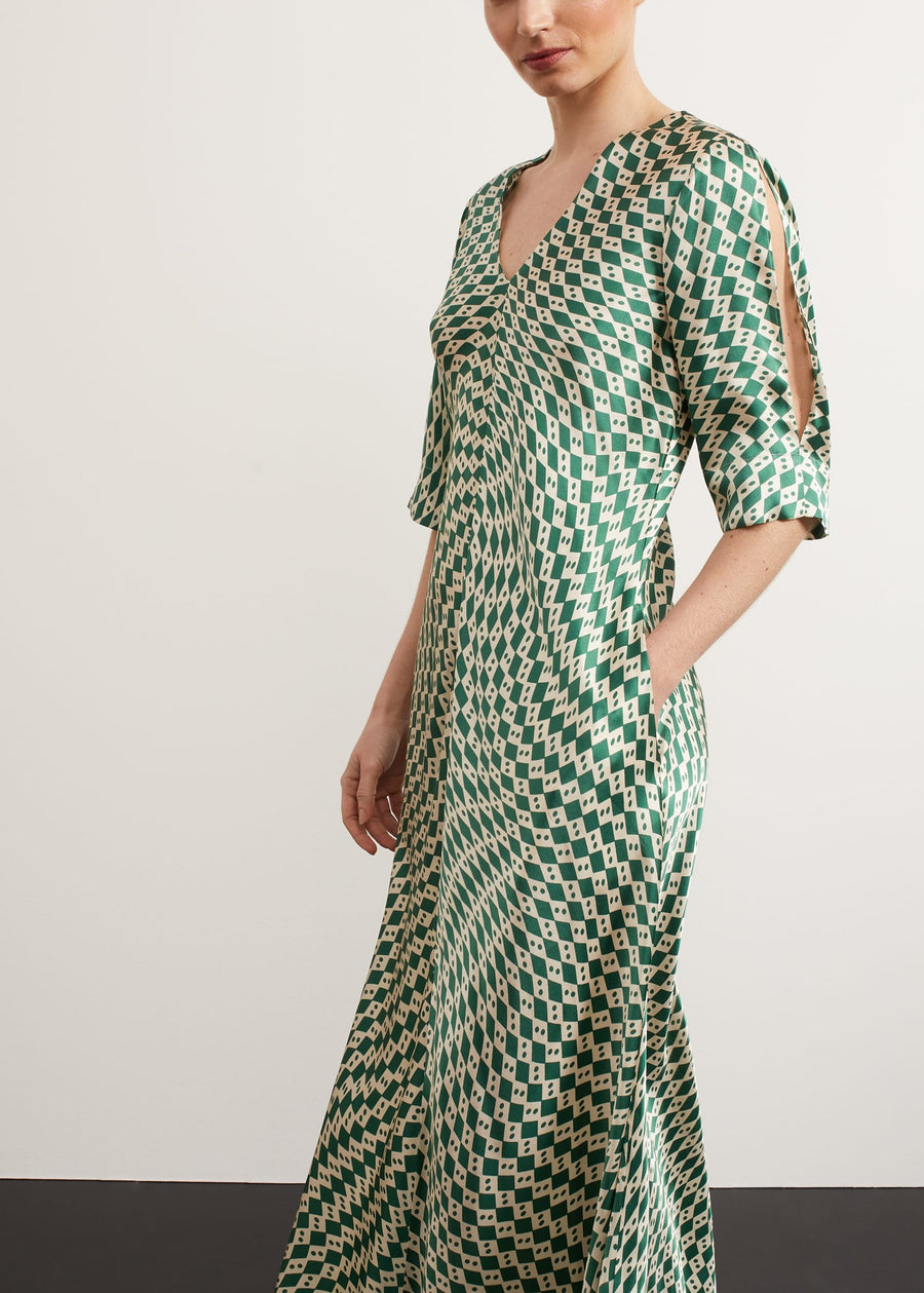 Parcevall Silk Dress 0224/5526/2311l00 Green-Cream