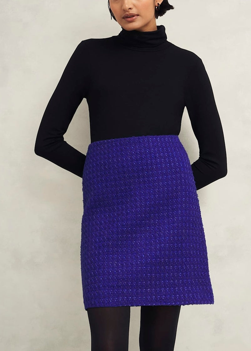 Khloe Tweed Skirt 0224/7684/6623l00 Cobalt