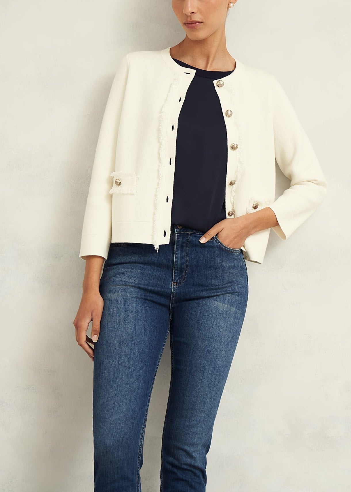 Sairey Knitted Jacket 0224/9359/9083l00 Warm-Ivory