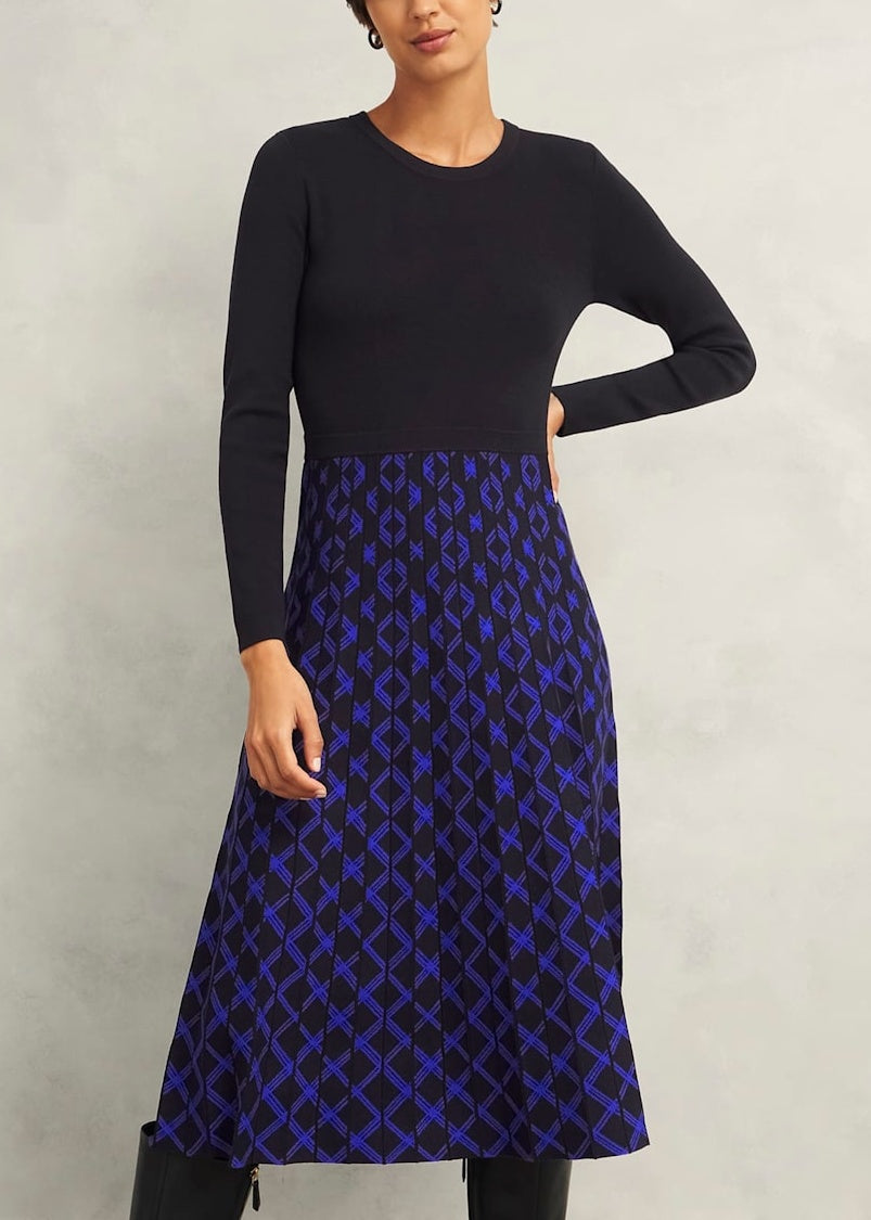 Larna Knitted Dress 0224/9630/1185l00 Black-Blue