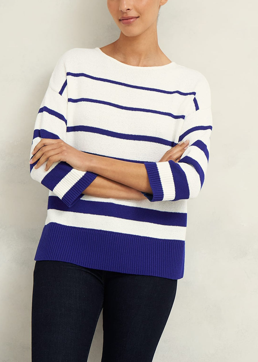 Elaine Stripe Jumper 0224/9707/9083l00 Ivory-Blue