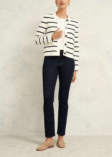 Ellie Knitted Jacket 0224/9710/9083l00 Ivory-Navy