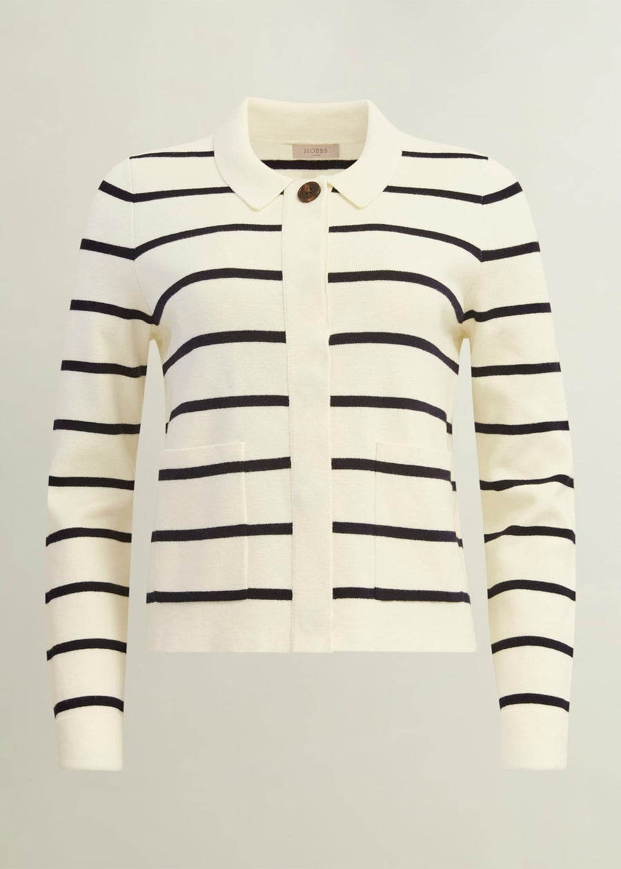 Ellie Knitted Jacket 0224/9710/9083l00 Ivory-Navy