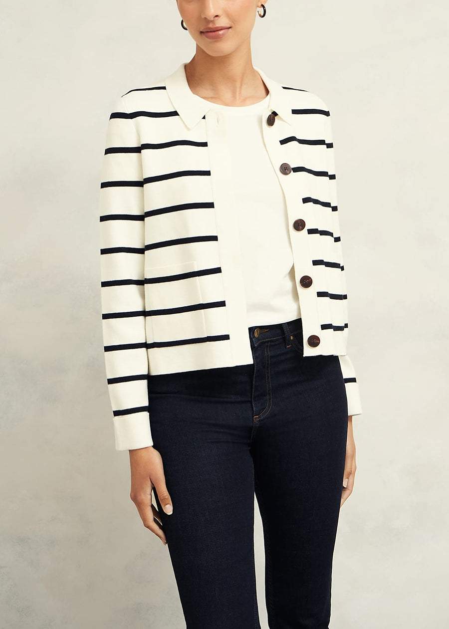 Ellie Knitted Jacket 0224/9710/9083l00 Ivory-Navy