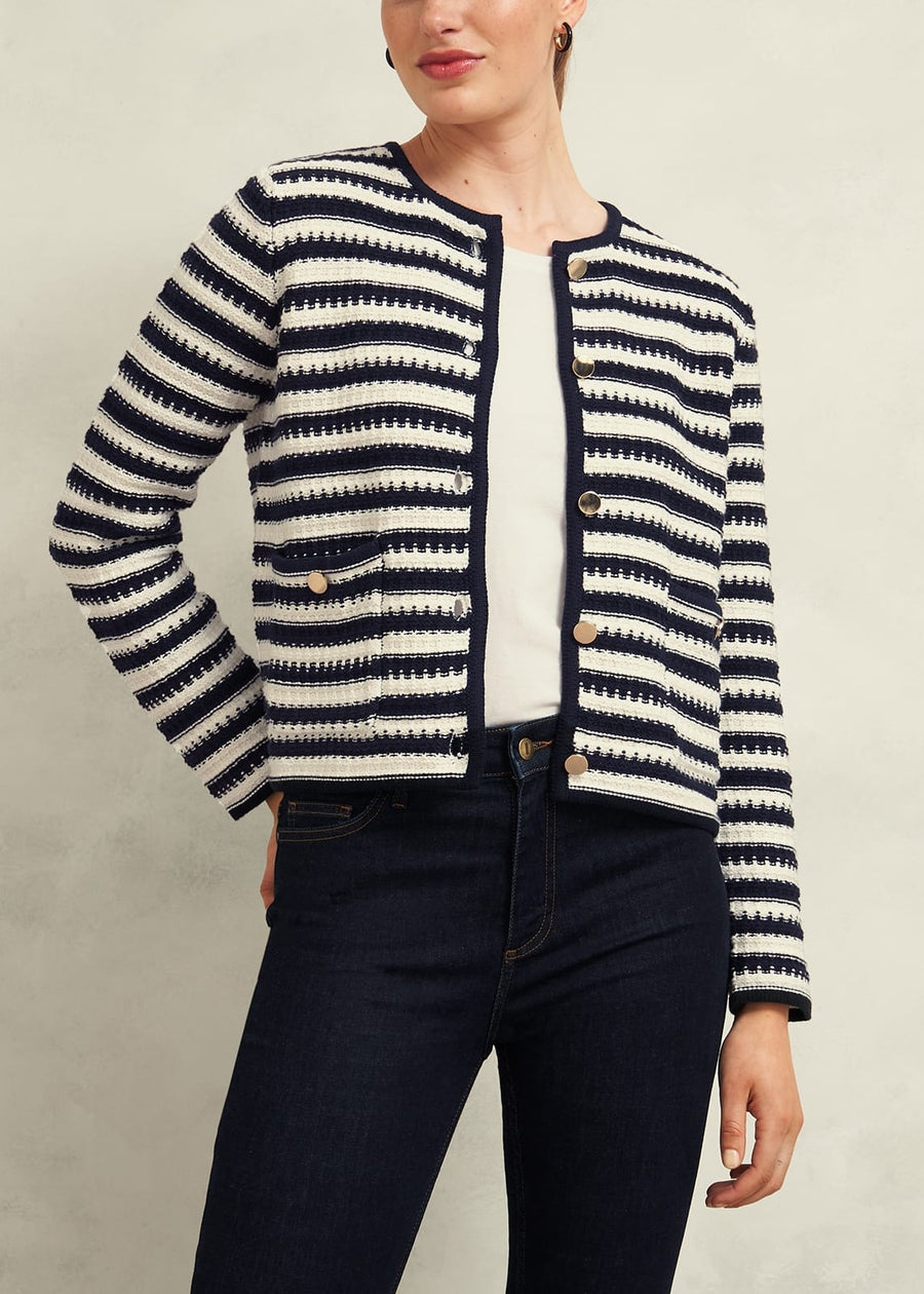 Milly Knitted Jacket 0224/9714/1144l00 Navy-Warm-Ivory