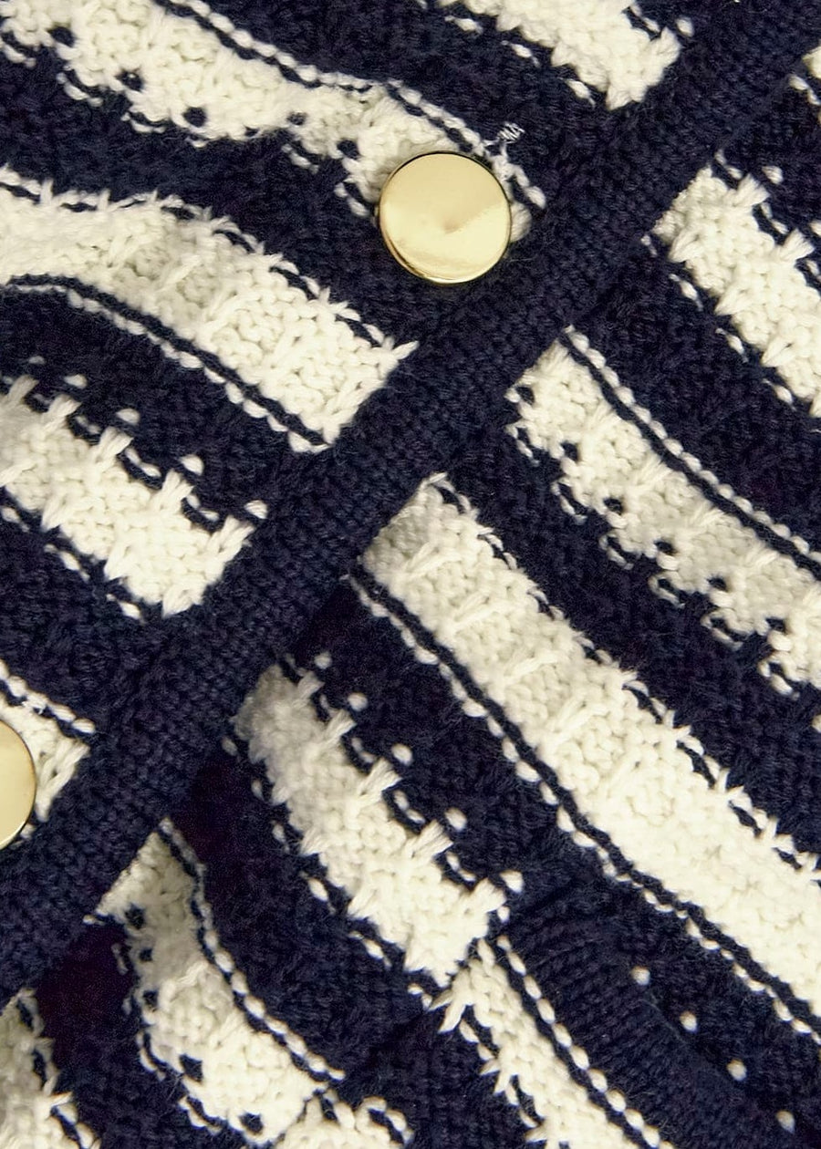 Milly Knitted Jacket 0224/9714/1144l00 Navy-Warm-Ivory