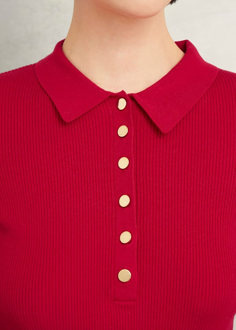 Fara Knitted Shirt 0224/9743/1085l00 Rowan-Red