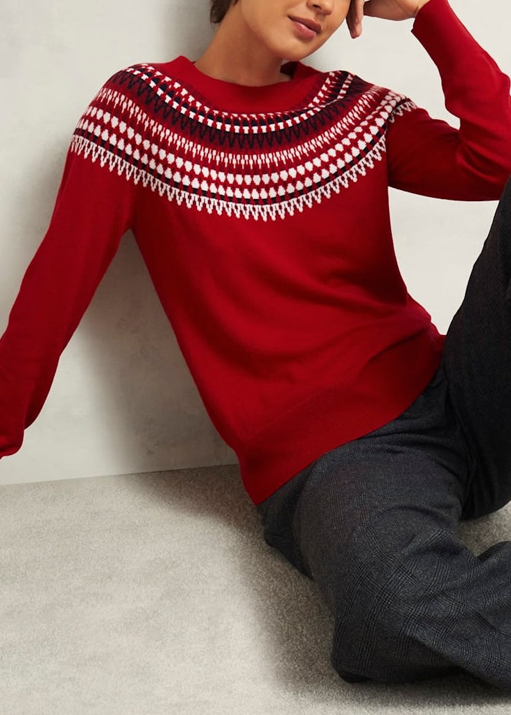 Greta Fairisle Jumper 0224/9790/9044l00 Red-Multi