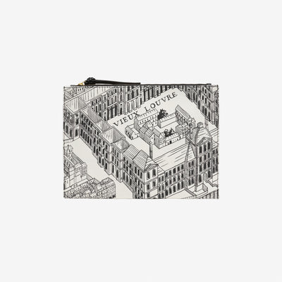Inoui | Pouch in Cotton with Italian Leather Trim Black
