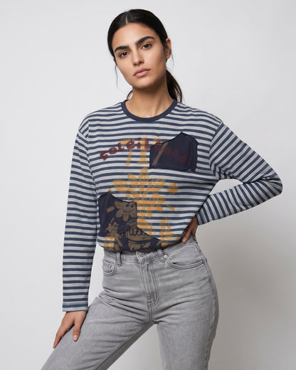 Garcon by Garcon | Striped Hemp-Blend Tee - Navy-Grey-Stripes
