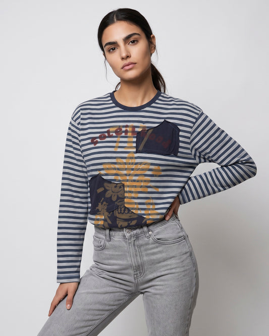 Garcon by Garcon | Striped Hemp-Blend Tee - Navy-Grey-Stripes