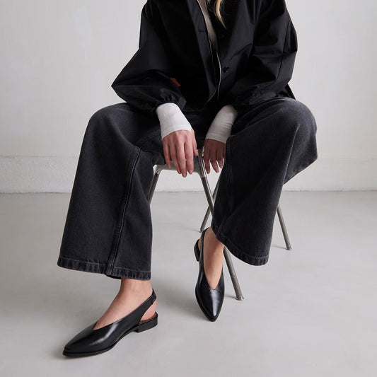 Flat Acajou Cuir Noir