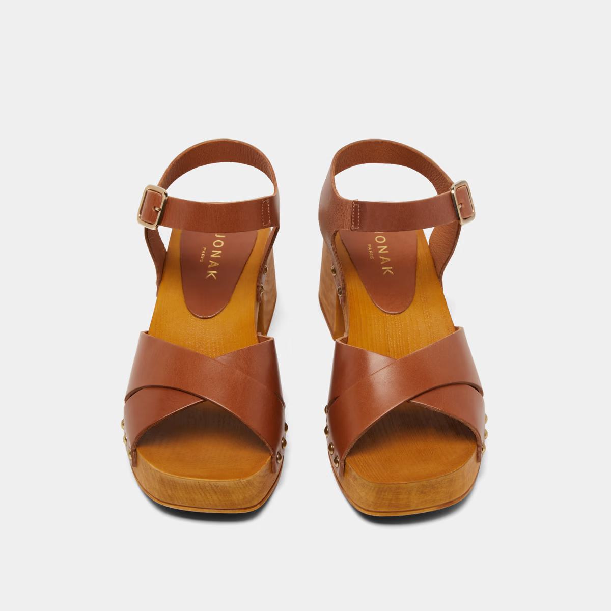 Sandal Mae Bis Cuir Cognac