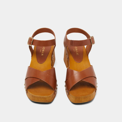 Sandal Mae Bis Cuir Cognac