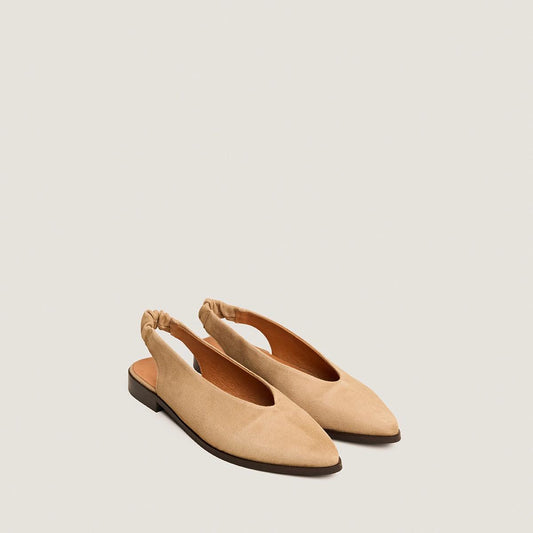 Women Wide Fit Ballerina Flat Shoes Velvet - Camel