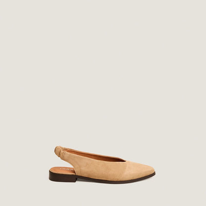 Women Wide Fit Ballerina Flat Shoes Velvet - Camel