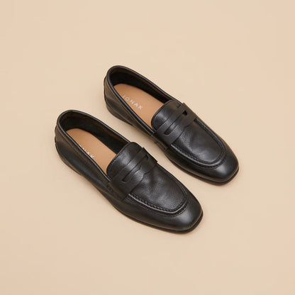 Mocassins Aca Bis Cuir Graine Noir