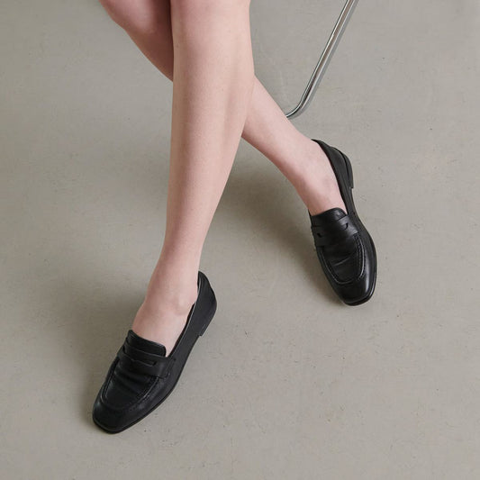 Mocassins Aca Bis Cuir Graine Noir