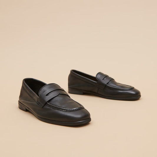 Mocassins Aca Bis Cuir Graine Noir