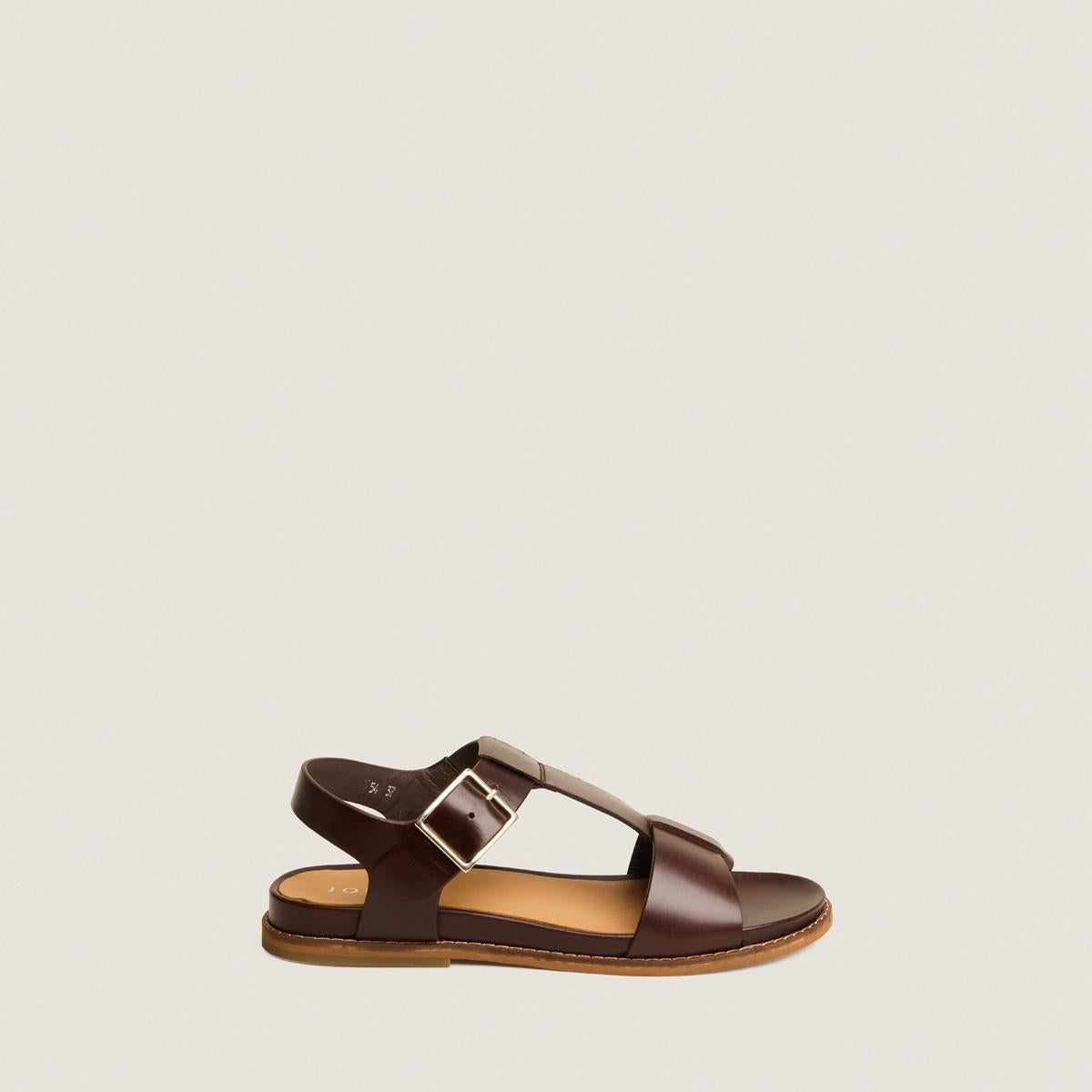 Sandales Accoca Cuir Brun-Rouge