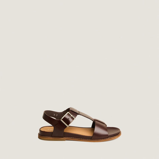 Sandales Accoca Cuir Brun-Rouge