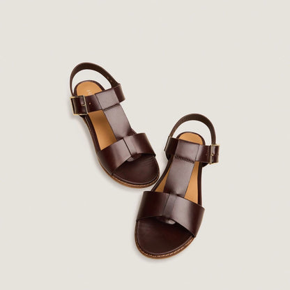 Sandales Accoca Cuir Brun-Rouge