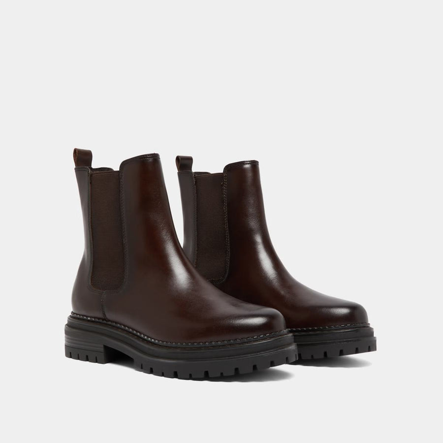 Boots Adalard Cuir Brun-Rouge